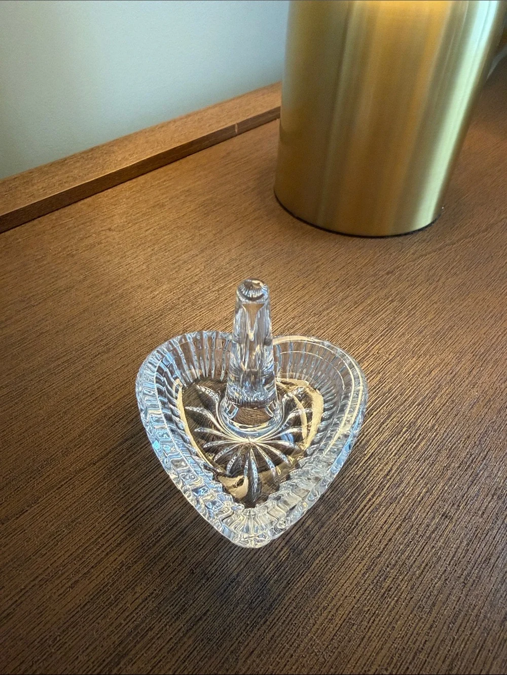 Waterford Crystal Clear Heart Ring Holder with Faceted Peg